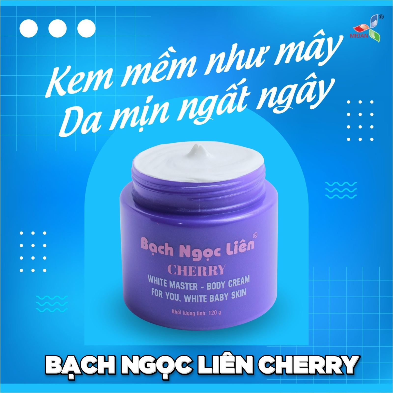 Kem dưỡng trắng da body Bạch Ngọc Liên Cherry 120g