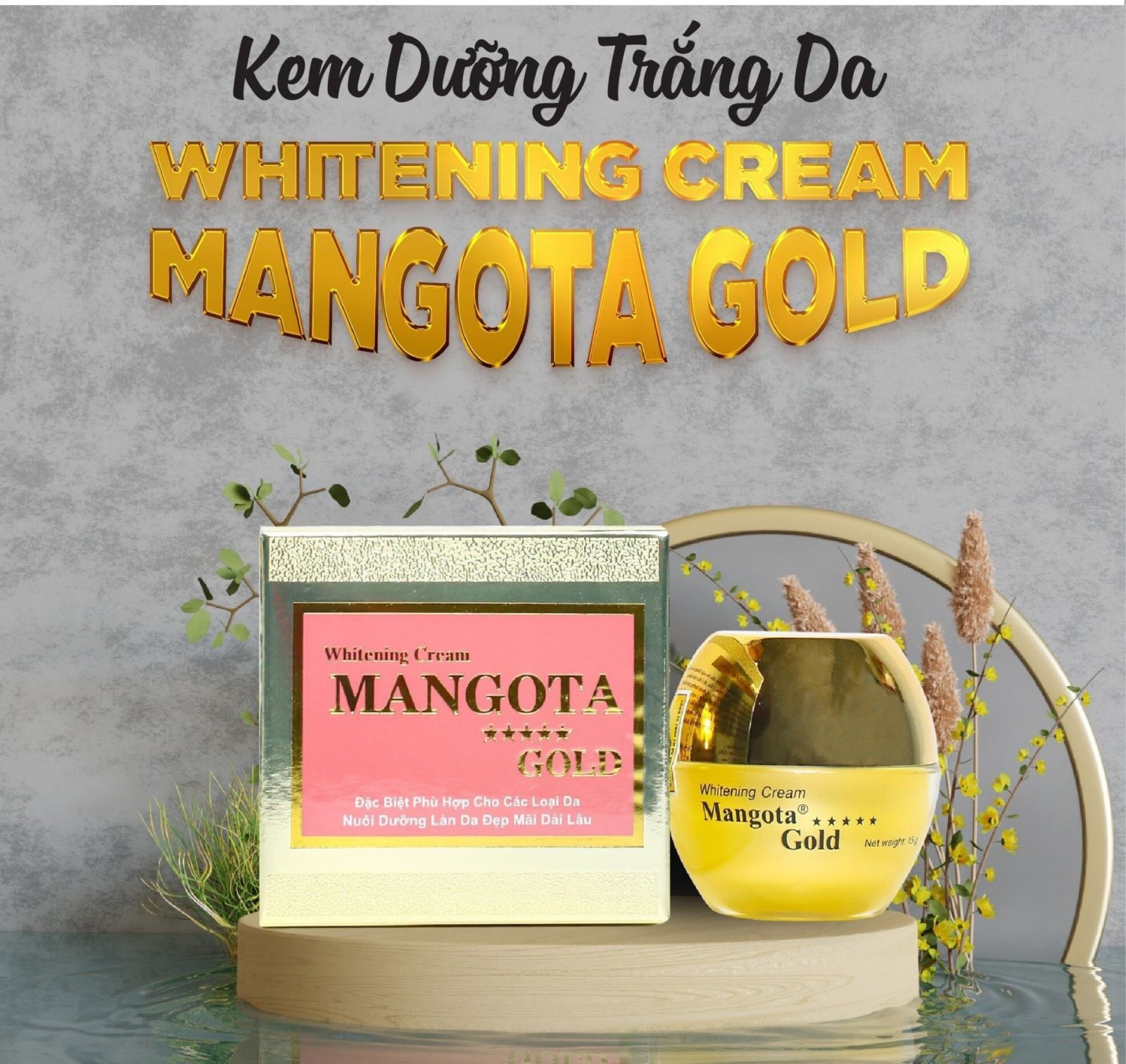 Kem dưỡng trắng da mờ nám Mangota Gold Whitening Cream (15g)