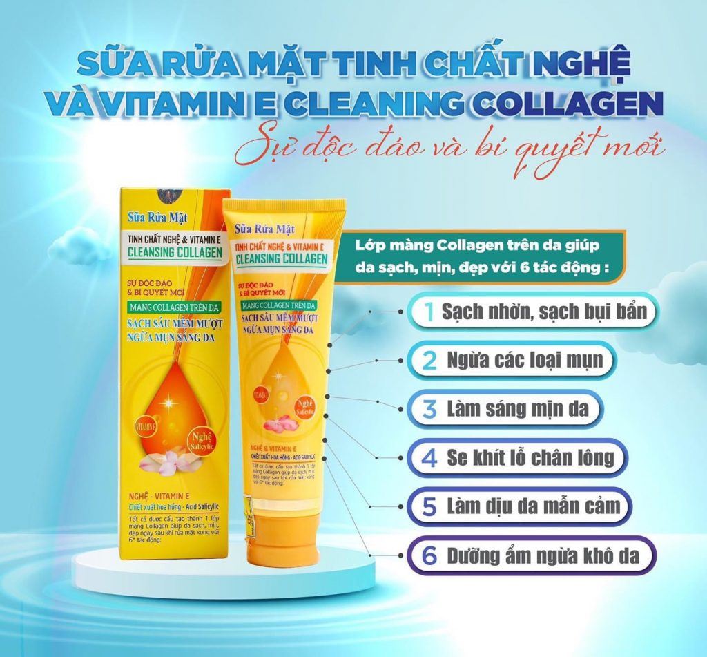 Sửa rửa mặt tinh chất nghệ Vitamin E Collagen